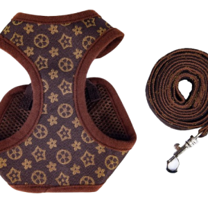 Brown LV Harness & Leash Set