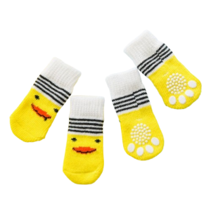 Yellow Duck Anti-Slip Pet Socks - Set of 4