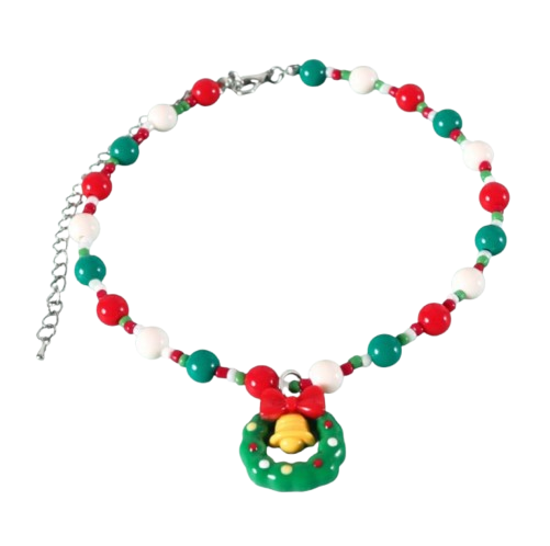 Christmas Wreath Charm Neck Collar