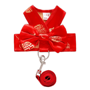 Imperial Red Ribbon Harness & Leash Set