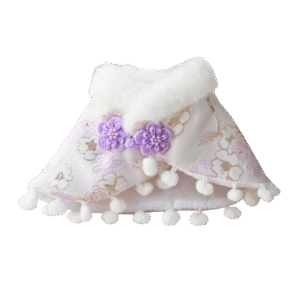 Imperial Purple Floral Pom Pom Bib