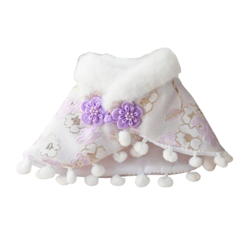 Imperial Purple Floral Pom Pom Bib